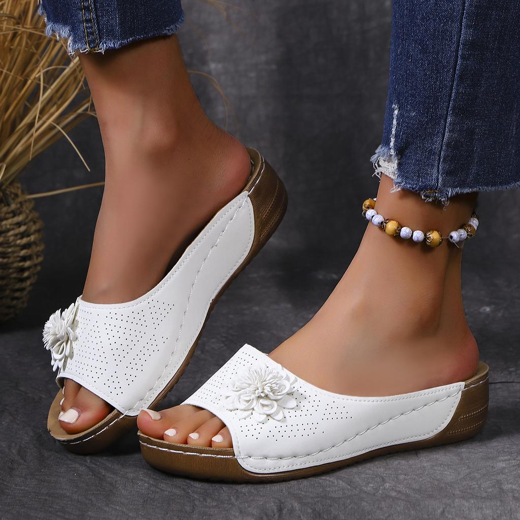 Модные летние сандалии женские туфли нескользящая обувь для ходьбы обувь слипоны женские сандалии на танкетке праздничные тапочки женская обувь