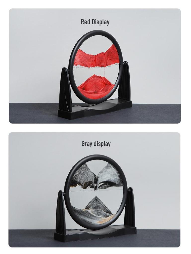 3D Dynamic Sand Art Ornament for Living Room - Round Flowing Sand Painting Home Craft Birthday Gift