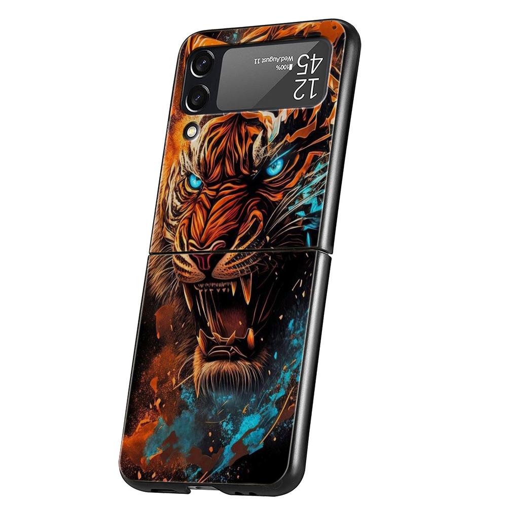 Мультяшный тигр Жесткий чехол из поликарбоната для телефона Samsung Galaxy Z Flip 4 5 Черная крышка для Galaxy Z Flip 3 Складные ударопрочные чехлы Capas