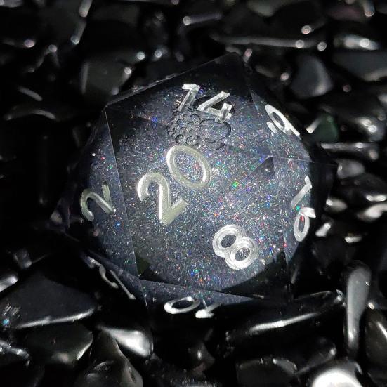 Игральные кости Liquid Core Resin Dice Sharp Edge 20-сторонние игральные кости золотисто-серебристого цвета с цифрами Многогранные игральные кости Quicksand Multi-sided D20 игральные кости для ролевой игры Реквизит для игральных костей