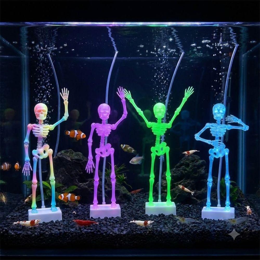Realistic Dancing Skeleton Aquarium Bubbler 1D Printed with Pipe Suction Cup Fish Tank Dance Skull Bubbler Underwater