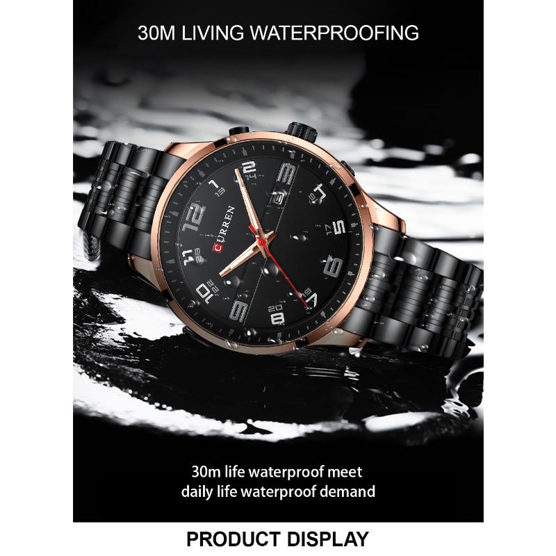 CURREN New Men's Watch Business Steel Band Quartz Watch Simple Calendar Scale Casual Watch