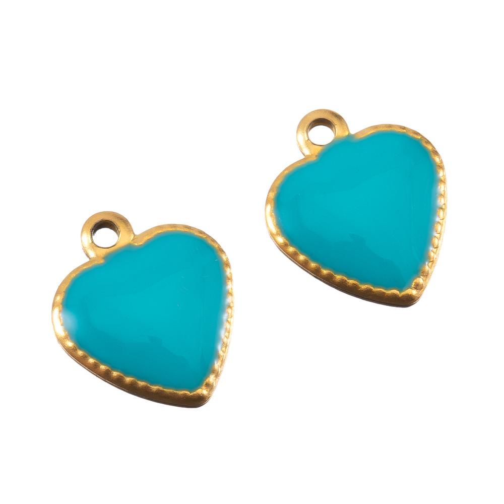 10pcs Stainless Steel Enamel Small Love Heart Charm Necklace Pendant for DIY Women Jewelry Findings Earring Supplies Wholesale