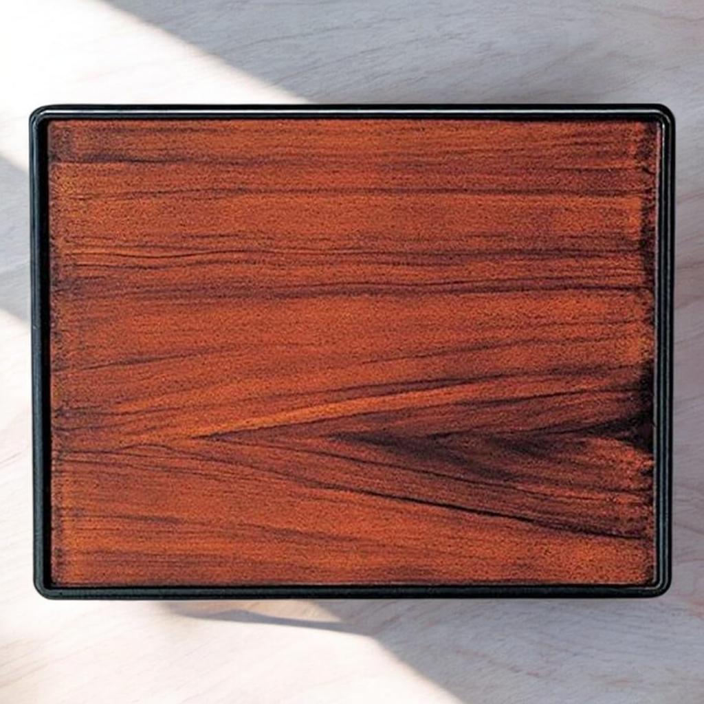 Tray Teak Wood Grain Fugen Lacquer with Finish Black Lacquerware 33cm Made In Japan J-kitchens 1-shaku Manyo-cho Double-Sided (Tray) Non-Slip / (ABS
