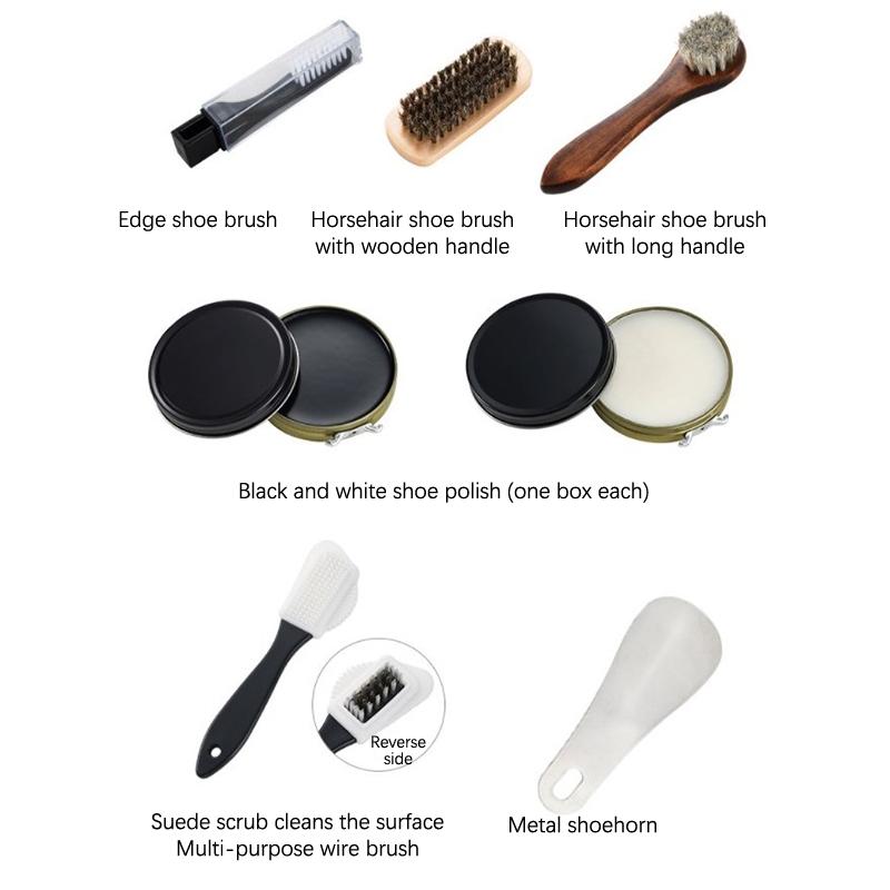 Набор щеток для обуви из конского волоса Уход за кожей Чистка Полировка Инструменты Чистящий рожок для обуви Белый набор для ухода за обувью Мягкая древесина Мойка
