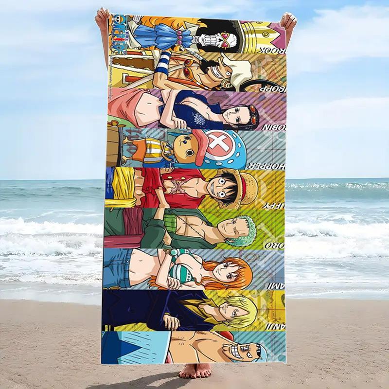 Pirate Anime Print Beach Towel, Large Soft Quick Dry Towel for Beach Camping Swimming