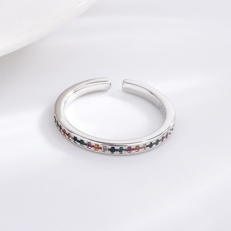 BF CLUB Silver Color Simple ZirconRings For Women Geometric Fashion Open Adjustable Handmade Party Jewelry Gift Allergy