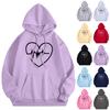 Women's Casual Comfort Plush Long Sleeve Loose Neck Pullover Heart Beat Print Hoodie