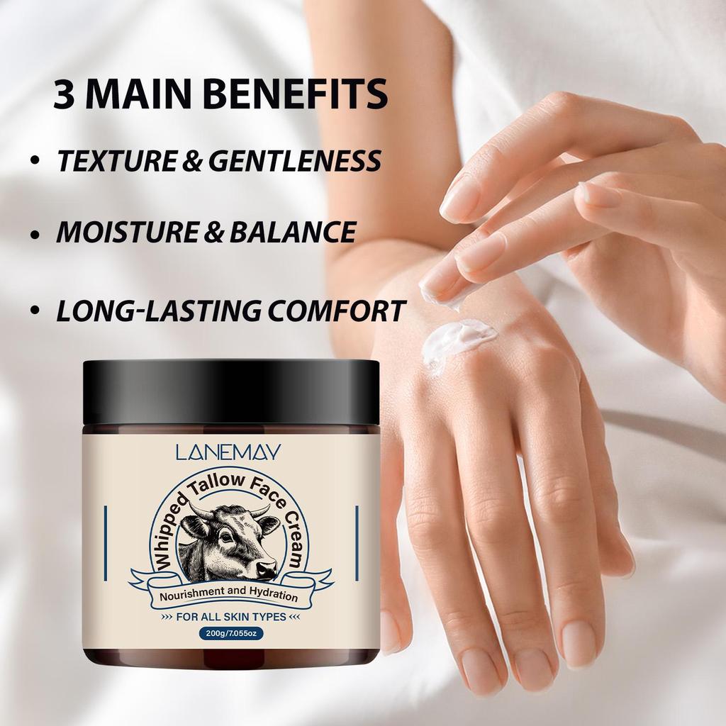 Whipped Tallow Face Cream-Moisturizing Dry Skin-Keep Complexion Glowing And Healthy-Suitable For All Skin Types, 200g