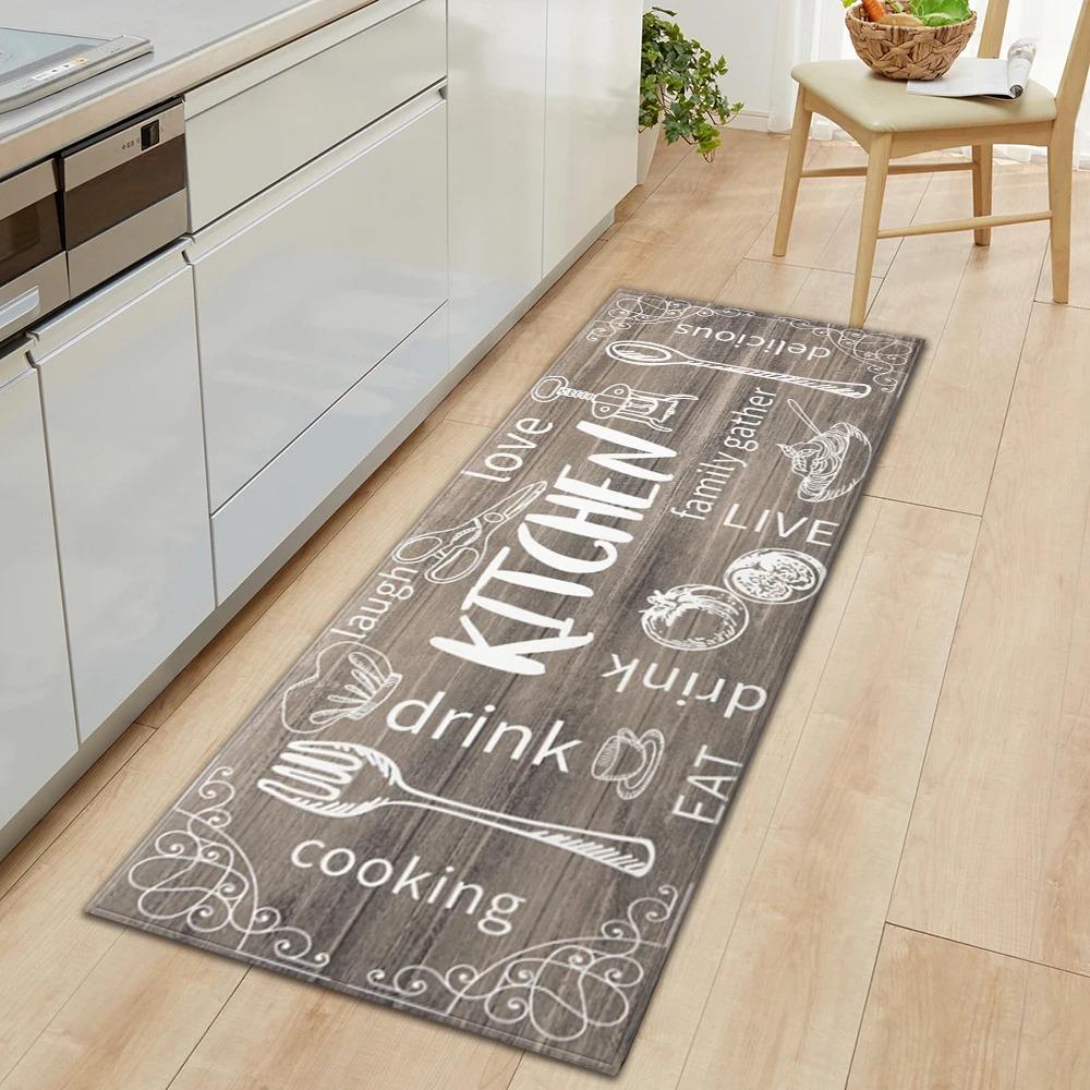 Non Slip Kitchen Runner Rug Tableware Pattern Wear Resistant Floor Mat Home Decor Carpet
