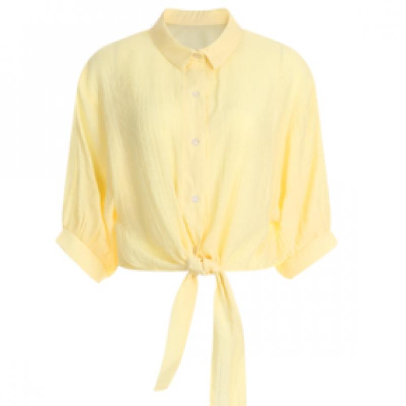 Shop Women S Unique Collar Neck Summer Vacation Ribbon Tie Puff Shirt White SS