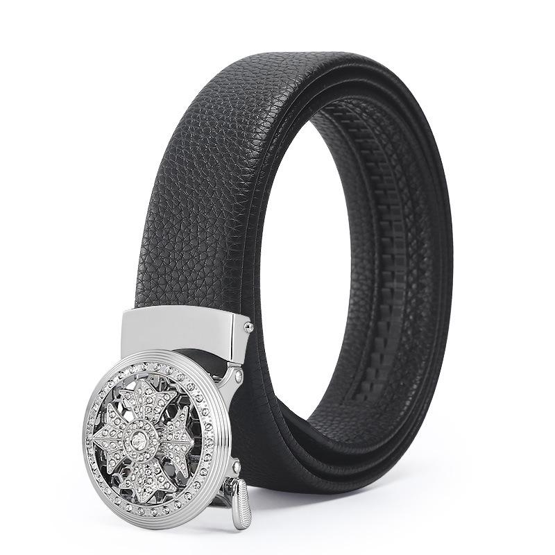 Мужской ремень из сплава и коровьей кожи с автоматической пряжкой для повседневной и универсальной носки