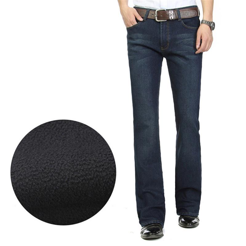 Зимние мужские джинсы большого размера с клешем, расклешенные, свободного кроя, с высокой талией, мужские дизайнерские классические джинсы из денима