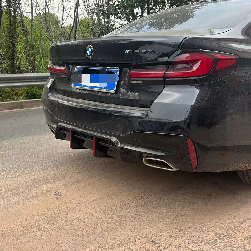Для BMW 5 серии G30 G38 2017-2026 Высококачественный АБС-пластик Задний Бампер Диффузор Губа Комплект Обвеса С 2/Шт Стоп-сигнал Глянцевый Черный