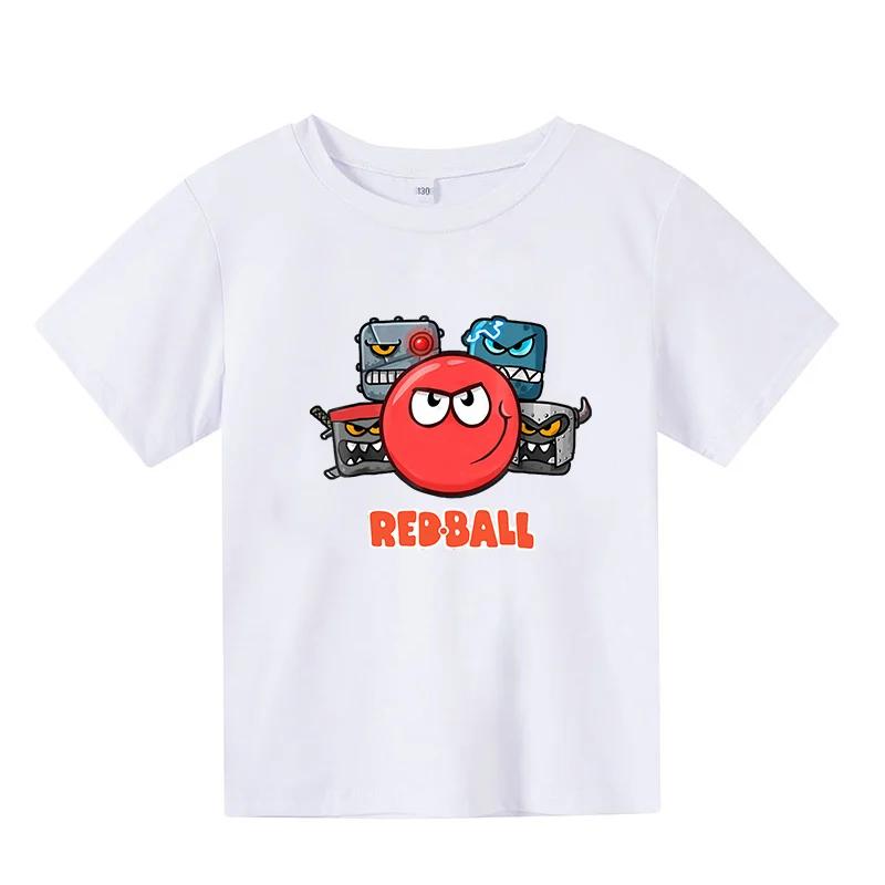 2025 Детская Милая Одежда С Принтом RED BALL 2RD, Детская Летняя Модная Футболка, Футболки с Мультяшными Персонажами, Повседневные Топы С Коротким Рукавом Для Девочек