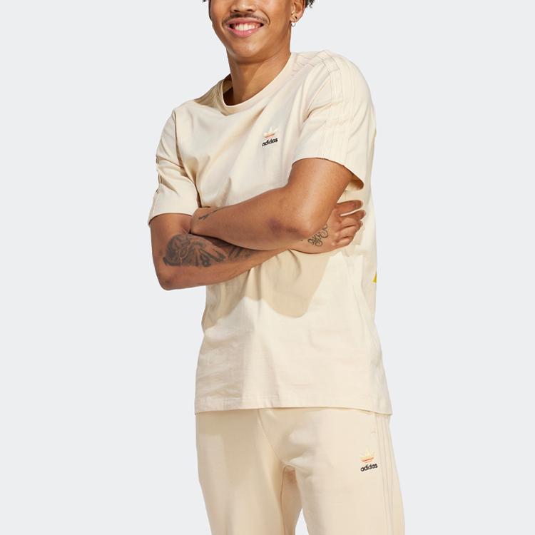 adidas Футболка Originals Trefoil ACP с мультяшным принтом, круглым вырезом, коротким рукавом, мужские топы в американском стиле Rock-Layer-Sandstorm HZ1155