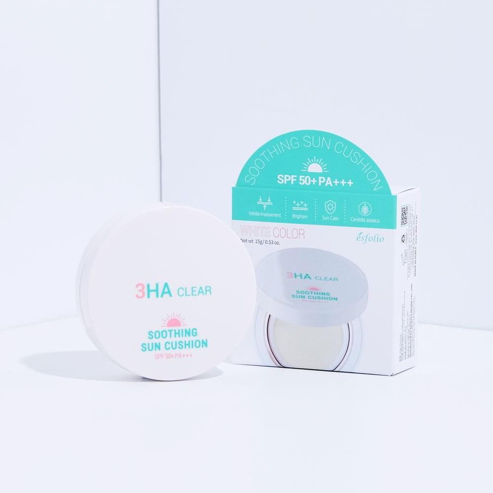 3HA Прозрачный увлажняющий солнцезащитный кушон, белый + бежевый, 15 г, набор из 2 предметов, SPF50+PA+++/отбеливание морщин/улучшение тона кожи/содержит CICA, 2 предмета