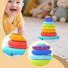 Детская игрушка для складывания Распознавание цветов радуги Веселая развивающая Сенсорное обучение Кольца для складывания для