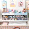 Double-Layer Desktop Storage Box with Drawers Multi-compartments Cosmetic Stationery Organizer Case for Home Office