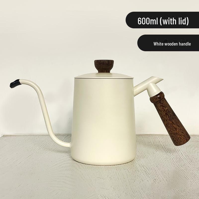 Кофейник из нержавеющей стали 304 с ручкой из цельного дерева, узкий носик, 600 мл