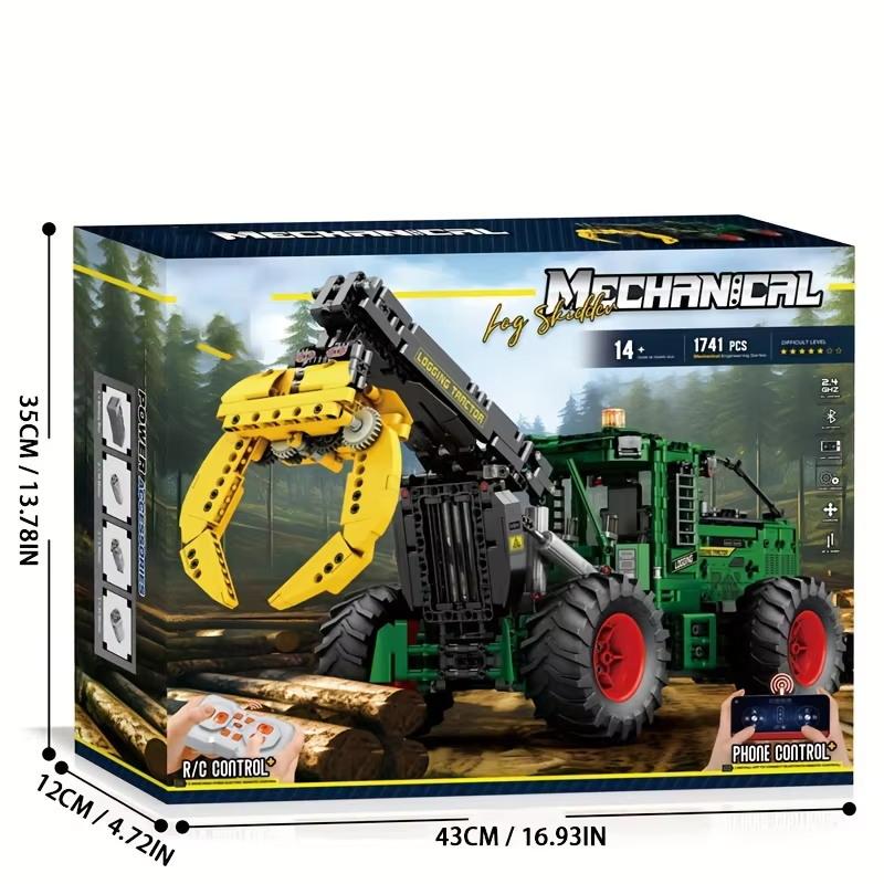 1741PCS RC Timber Tractor Building Blocks Farm Tractor Technology Electronic Remote Control Car Bricks Model Kids Toys Idea Gift