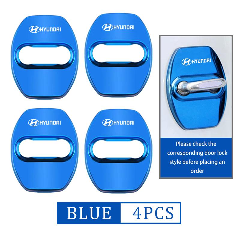 4Pcs Zinc Alloy Car Door Lock Buckle Protective Covers For Hyundai Genesis N-LINE I10 I20 I30 I40 IX20 IX35 Kona Tiburon TT2