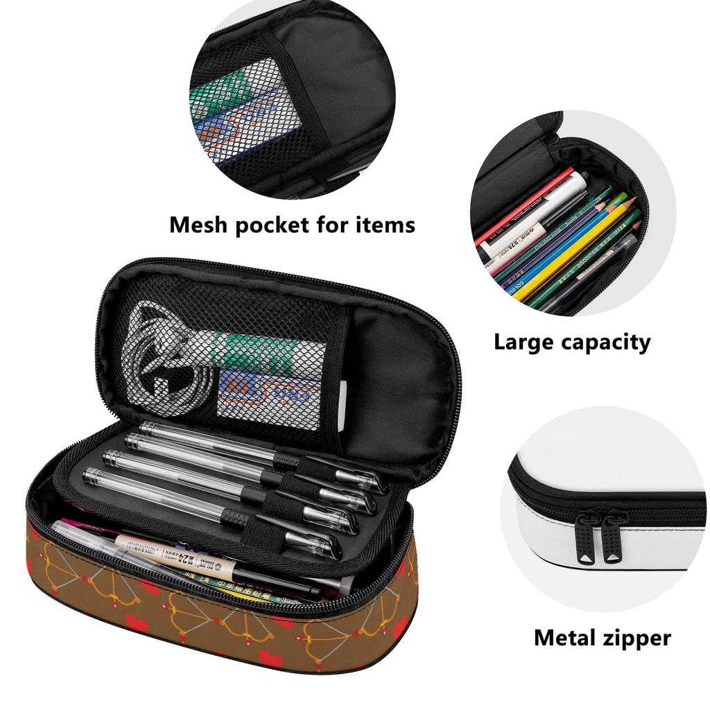 Pen Case Spacious Storage Zipper Closure 300D Polyester with Main Pocket Mesh Layer and Removable Pen Divider for Daily School Use