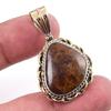 Natural Pietersite Gemstone 925 Solid Sterling Silver TwoTone Pendant 1.50" W2A01
