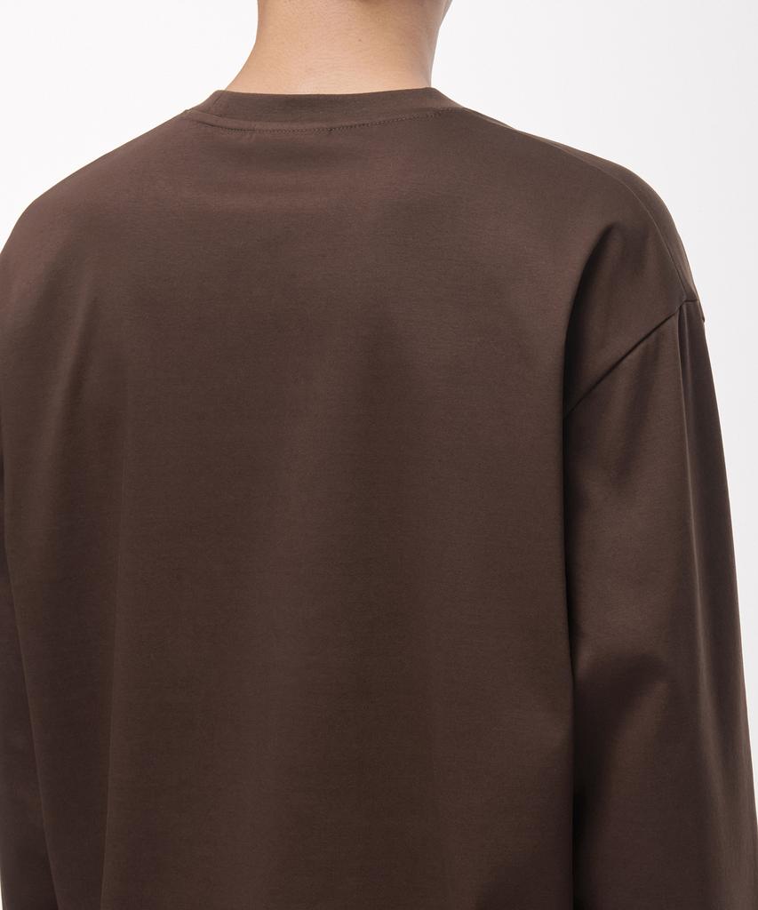 MUSINSA STANDARD Silket Relaxed Crew Neck Long Sleeve T-Shirt [Dark Brown]