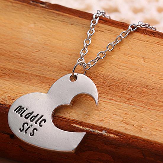 Broken Heart Sisters Matching Big Middle Little Sister Letter Carved Love