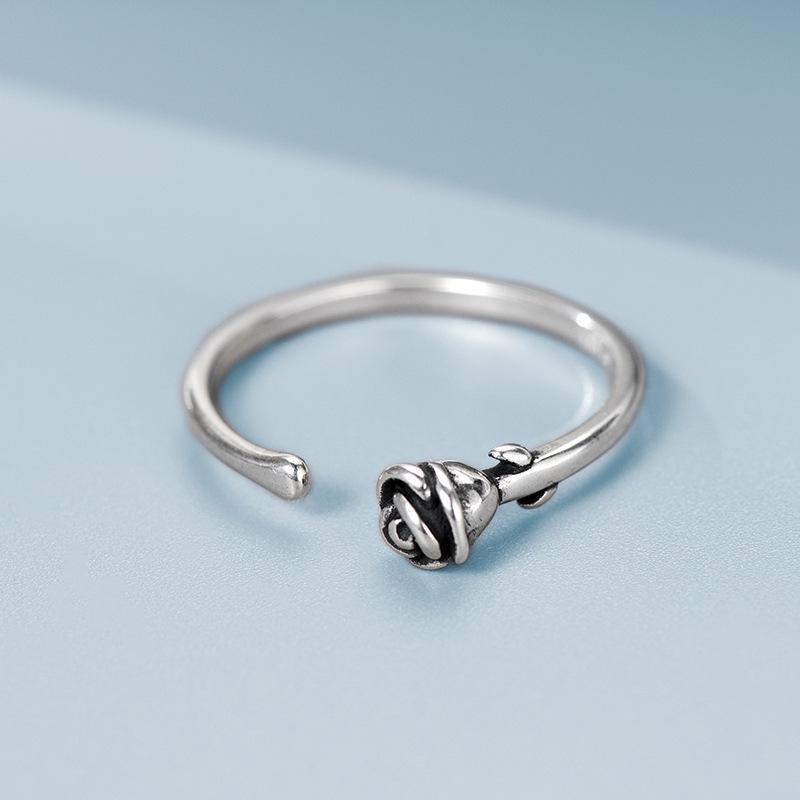 Кольцо Banyan Tree S925 Silver Vintage Rose Flower для женщин - ретро-тайский дизайн, идеальный подарок девушке