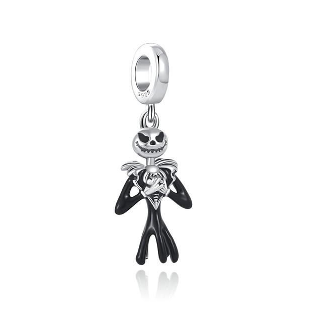 Fashion 925 Silver Charm Skeleton Bead Halloween Easter Pendant Safety Chain Fit Original Fashion Bracelet DIY Women Dangle Gift