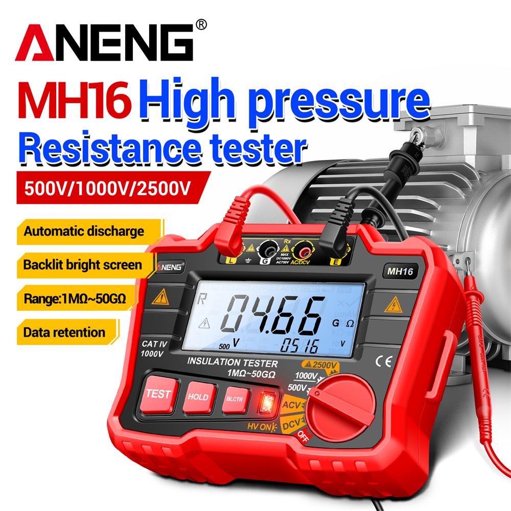 2026 ANENG MH16 Digital Insulation Resistance Megohmmeter High Voltage Earth Ground Resistance Tester LCD Display High Precision Electrical Test Tool