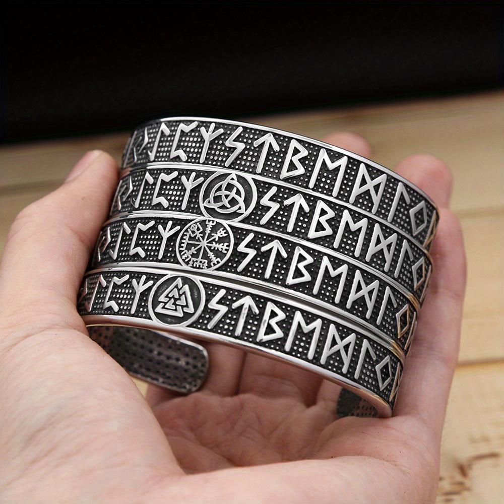 Браслет Nordic Vikings из стали 304 для мужчин и женщин, Браслет с рунами, Компас Одина, Браслеты, Модные украшения