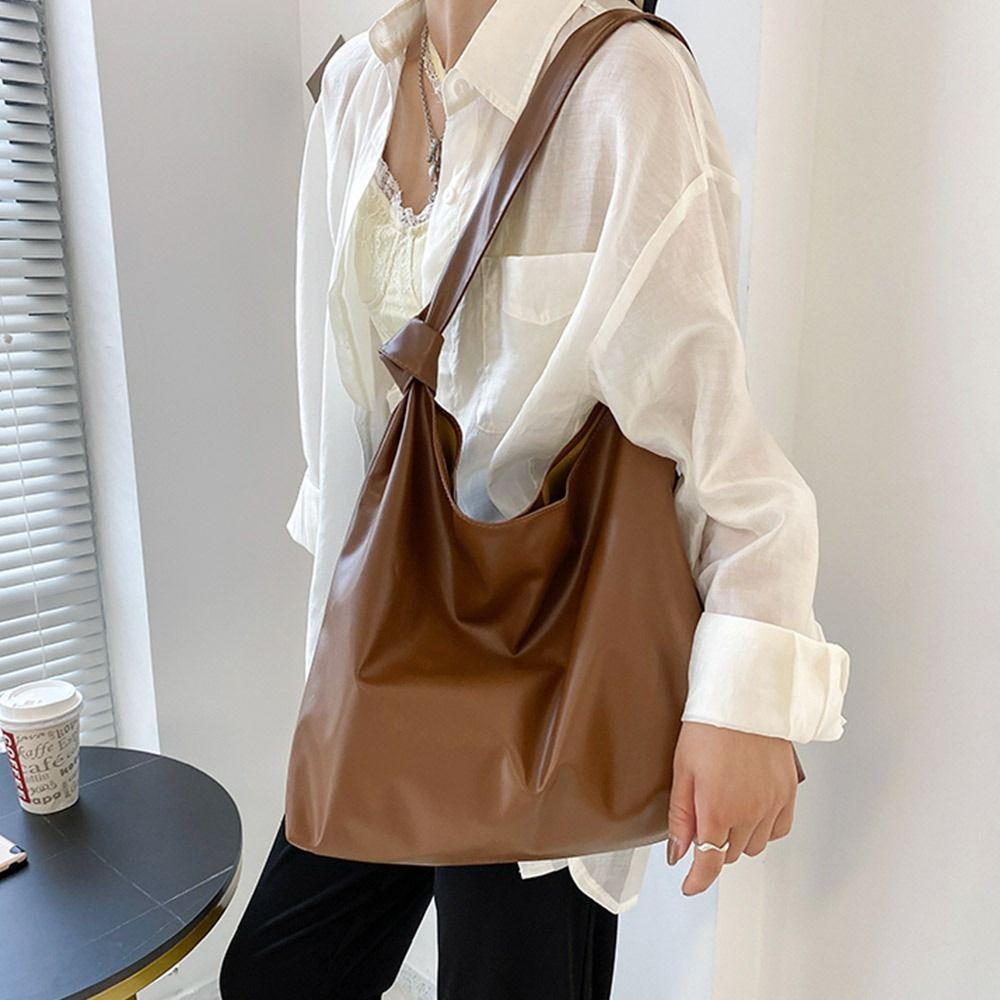 Women Large Capacity Shoulder Bags Female Tote Bags PU Leather Handbag Simple Shopping Bag