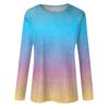 Женская модная повседневная футболка с длинными рукавами и круглым вырезом с градиентным цветом