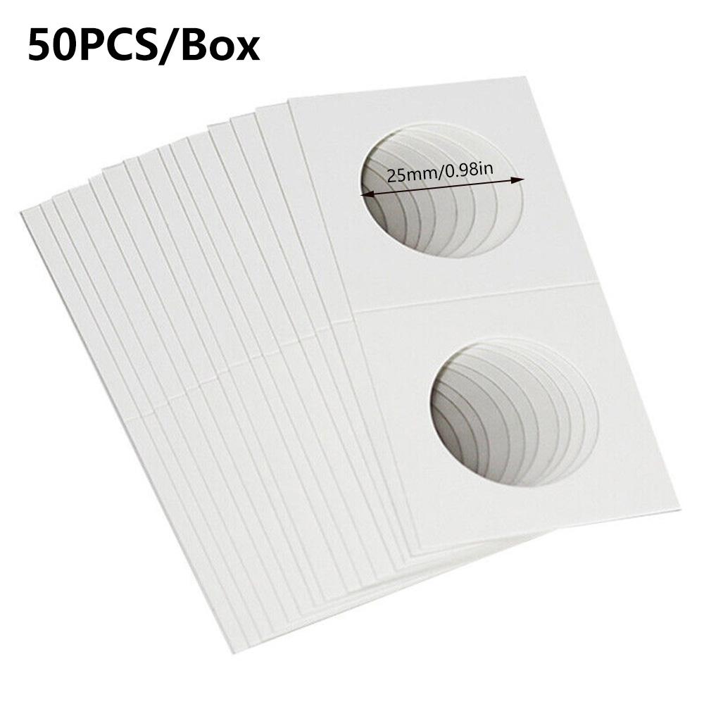 50 шт. квадратных картонных держателей для монет, принадлежности для монет 17,5 мм-40 мм, держатели для монет, зажимы для хранения, держатели для монет, чехол для хранения