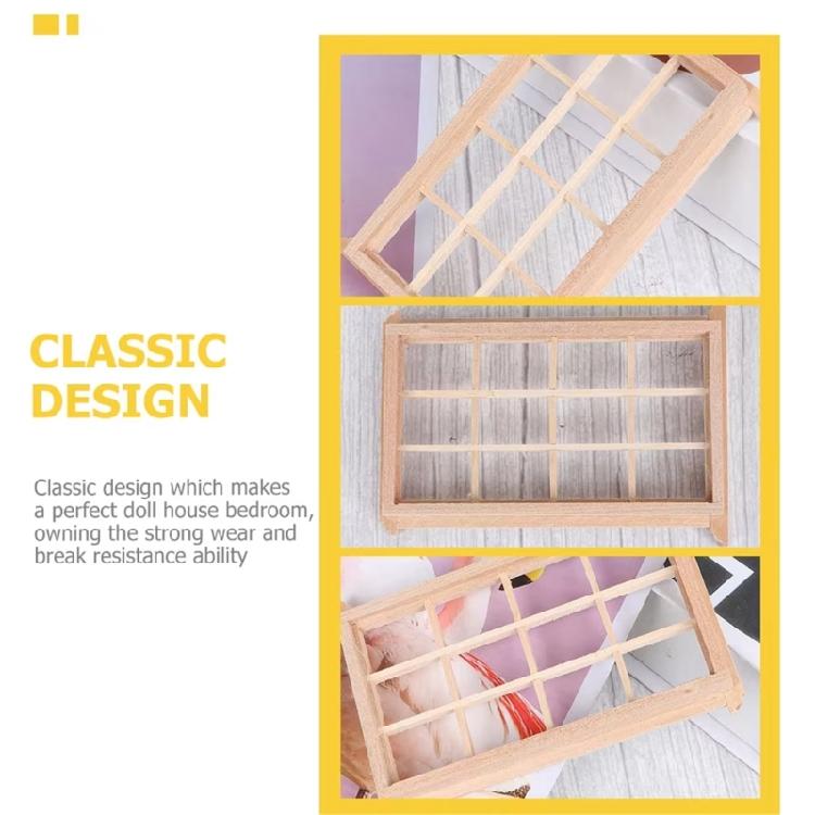 Multipurpose 4 Pieces Dollhouses Miniature Window 1 12 Scale Sturdy Wood Child Models for Home Display Solution