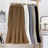 Вязаная юбка миди или макси с хвостом русалки для женщин, осенне-зимняя, с высокой посадкой и облегающая бедра, юбка-полусолнце