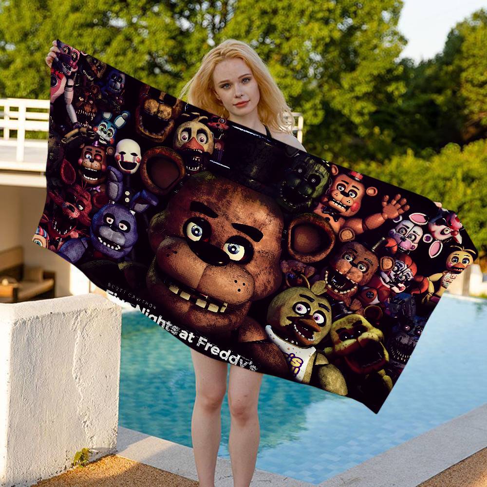 Классическое пляжное полотенце F-Fnaf Хоррор Игра Цветные банные полотенца Для девочки Быстросохнущие Индивидуальное Без песка Пляж Йога Спа Бассейн