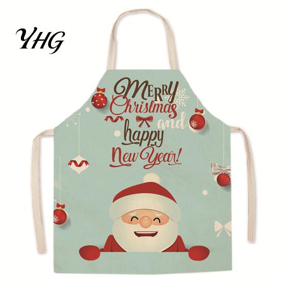 Santa Claus Kitchen Supplies Christmas Apron, Claus/Elk/Gingerbread Man/Snowman Print Cooking Bib, Waterproof Funny Gingerbread Man Chef Apron
