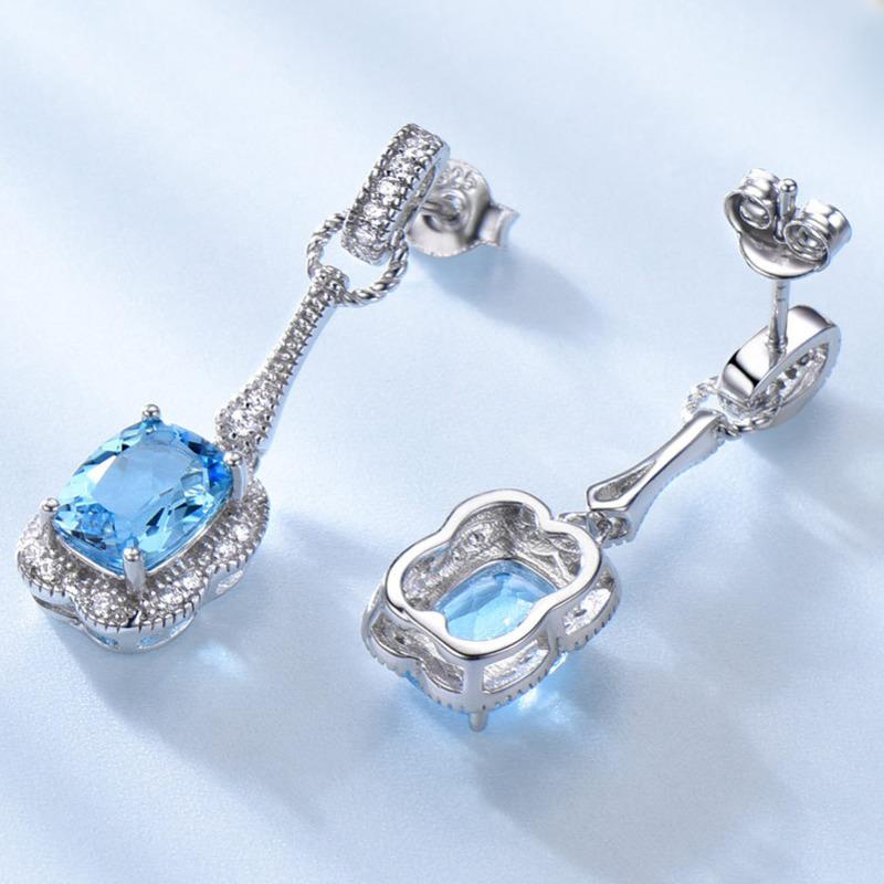 Gica Gema Ювелирные изделия из стерлингового серебра 925 пробы с синим цветком, персонализированные классические серьги-гвоздики для женщин, изысканные ювелирные изделия высокого качества, подарок на День святого Валентина