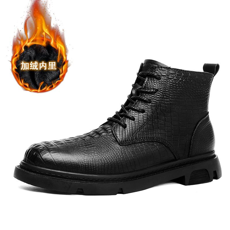 High Quality Men's Boots Winter Plus Velvet Leather Shoes Fashion Cotton Shoes Fashion Ankle Boots Business Casual Outdoor Shoes