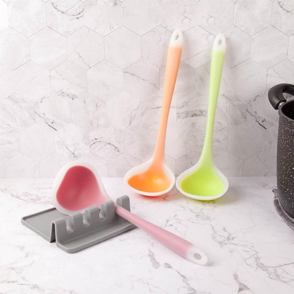Long Handle Silicone Soup Spoon Kitchen Non-Stick Large Food Spoons Ladle Heat Resistant Soup Scoop Home Cooking Utensils Tool4