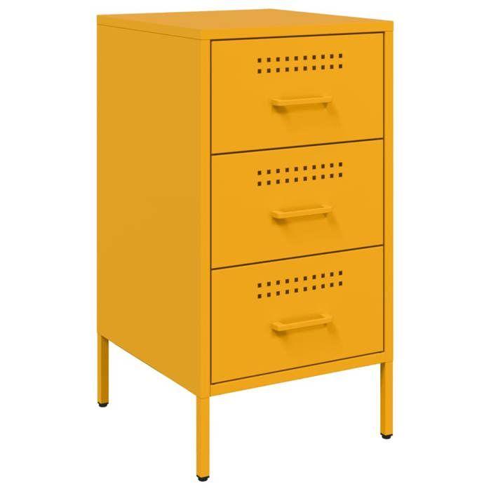 VidaXL Table de Chevet, Armoire de Lit avec Pieds, Table de Nuit avec Tiroirs, Armoire de Nuit Chambre à Coucher, Jaune 843084
