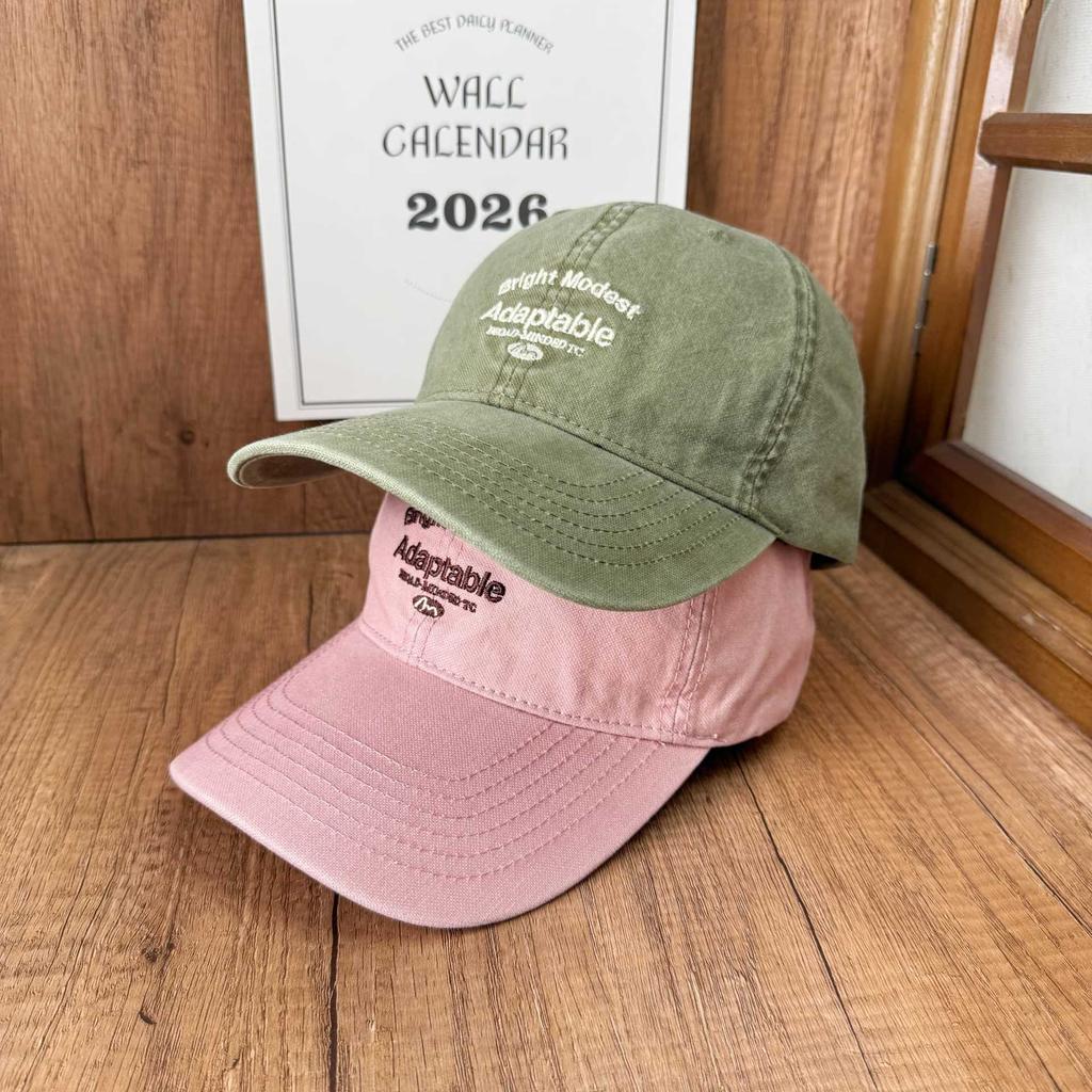 American casual washed soft top baseball cap early autumn embroidery old cap widened brim couple outdoor outing