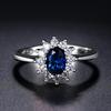 Lady Princess Diana Rings for Women Bridal Blue Crystal Wedding Engagement Promise Marriage Ring for Female Fashion Jewelry 076