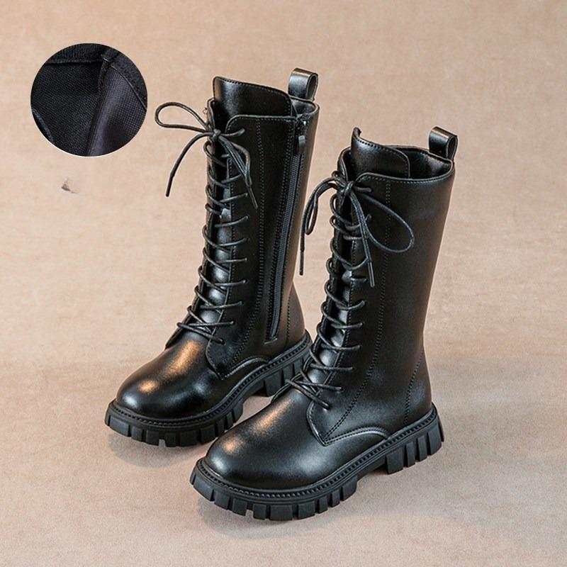 Children Knee Length Boots   Autumn British Girls Princess Boots Kids Zipper Comfortable Non Slip Solid Color Long Boots