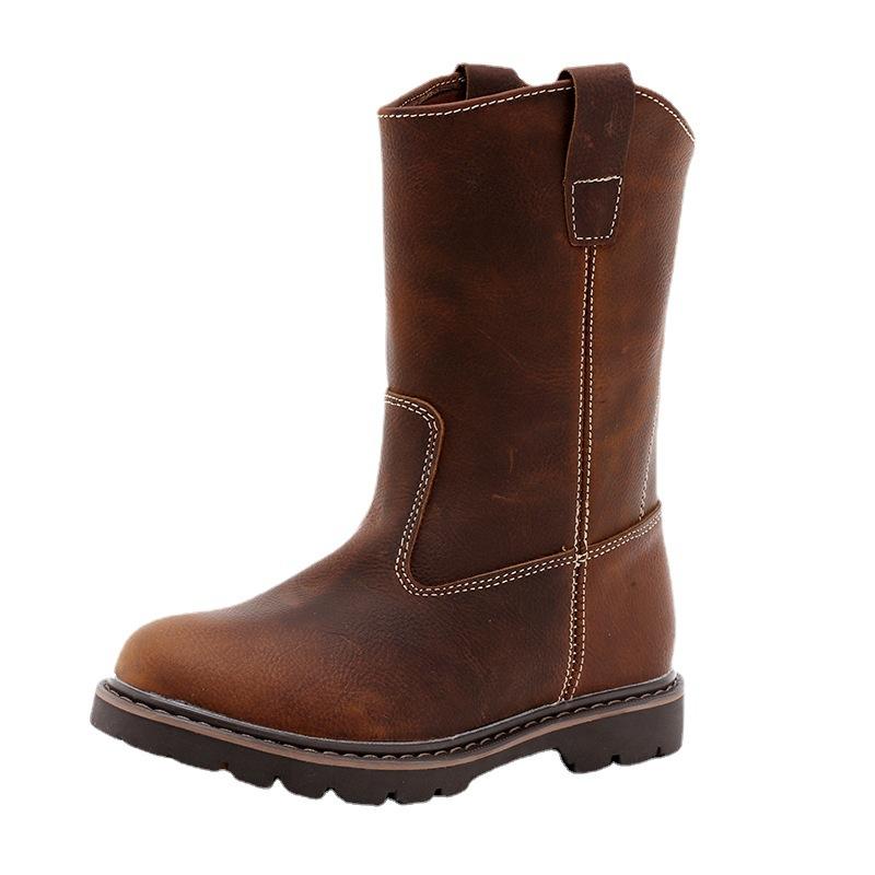 Cowhide high boots tooling boots men's Mongolian retro locomotive boots Martin boots women's knight boots outdoor riding boots cowboy boots