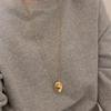 Stainless Steel Egg Shape Pendent Neckalce for Women Men Metal Large Oval Water Drop Sweater Chain Long Necklace Elegent Jewelry